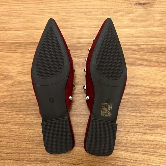 Amazon Burgundy Mules with Silver and Gold Studs - Picture 2 of 5